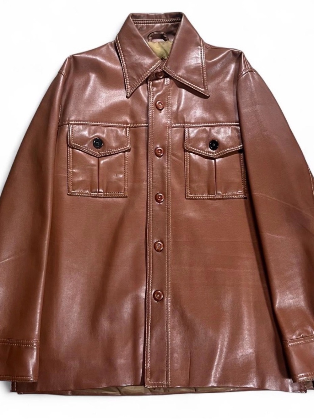 Men’s King Arthur Brown Leather Jacket Size Large Made In Korea